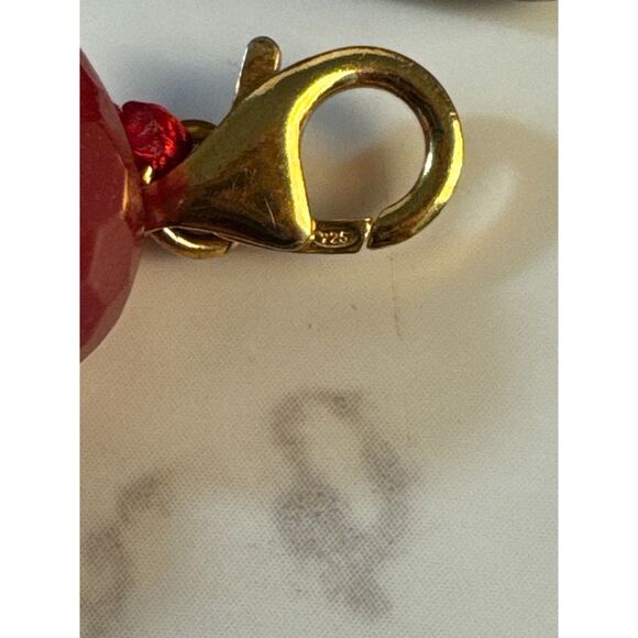 Rare Find! Red Jade Bracelet - Gold Plated over Sterling Silver - Picture 4 of 6
